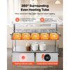 VEVOR Commercial Food Warmer 10 Pans Electric Tube Heating Table 3500W, for Buffet Restaurant Catering, Stainless Steel Server with Folding Board, Undershelf, Rolling Stand, and Temp Control