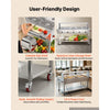 VEVOR Commercial Food Warmer 10 Pans Electric Tube Heating Table 3500W, for Buffet Restaurant Catering, Stainless Steel Server with Folding Board, Undershelf, Rolling Stand, and Temp Control