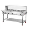 VEVOR Commercial Food Warmer 10 Pans Electric Tube Heating Table 3500W, for Buffet Restaurant Catering, Stainless Steel Server with Folding Board, Undershelf, Rolling Stand, and Temp Control
