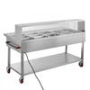 VEVOR Commercial Food Warmer 10 Pans Electric Tube Heating Table 3500W, for Buffet Restaurant Catering, Stainless Steel Server with Folding Board, Undershelf, Rolling Stand, and Temp Control