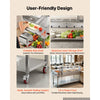 VEVOR Commercial Food Warmer 7 Pans Electric Tube Heating Table 3500W, for Buffet Restaurant Catering, Stainless Steel Server with Food Heat Lamp, Folding Board, Undershelf, and Rolling Stand