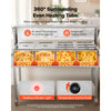 VEVOR Commercial Food Warmer 8 Pans Electric Tube Heating Table 2000W, for Buffet Restaurant Catering, Stainless Steel Server with Folding Board, Undershelf, Rolling Stand, and Temp Control