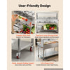 VEVOR Commercial Food Warmer 8 Pans Electric Tube Heating Table 2000W, for Buffet Restaurant Catering, Stainless Steel Server with Folding Board, Undershelf, Rolling Stand, and Temp Control