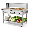 VEVOR Commercial Food Warmer 8 Pans Electric Tube Heating Table 2000W, for Buffet Restaurant Catering, Stainless Steel Server with Folding Board, Undershelf, Rolling Stand, and Temp Control