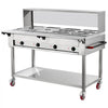 VEVOR Commercial Food Warmer 8 Pans Electric Tube Heating Table 2000W, for Buffet Restaurant Catering, Stainless Steel Server with Folding Board, Undershelf, Rolling Stand, and Temp Control