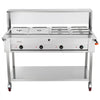 VEVOR Commercial Food Warmer 8 Pans Electric Tube Heating Table 2000W, for Buffet Restaurant Catering, Stainless Steel Server with Folding Board, Undershelf, Rolling Stand, and Temp Control
