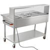 VEVOR Commercial Food Warmer 8 Pans Electric Tube Heating Table 2000W, for Buffet Restaurant Catering, Stainless Steel Server with Folding Board, Undershelf, Rolling Stand, and Temp Control