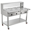 VEVOR Commercial Food Warmer 8 Pans Electric Tube Heating Table 2000W, for Buffet Restaurant Catering, Stainless Steel Server with Folding Board, Undershelf, Rolling Stand, and Temp Control