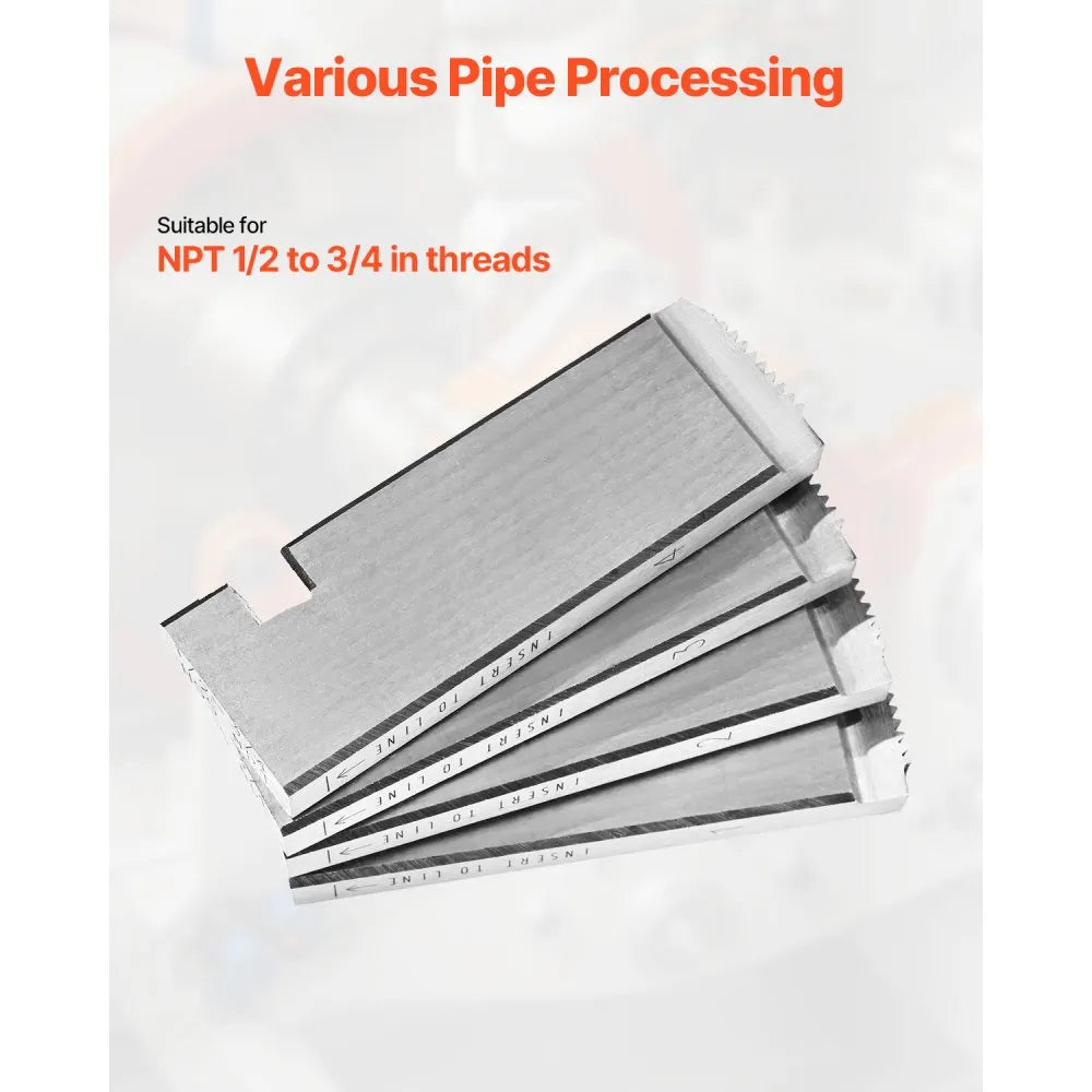 VEVOR Threading Machine Dies, 1/2"-3/4" NPT Pipe Dies(4 Packs), Right-Handed HSS Pipe Threading Dies, Fit VEVOR Split-Type Machines, RIDGID Universal Die Heads 504A, 711, 713, 811A, 815A, 816, 817, 842