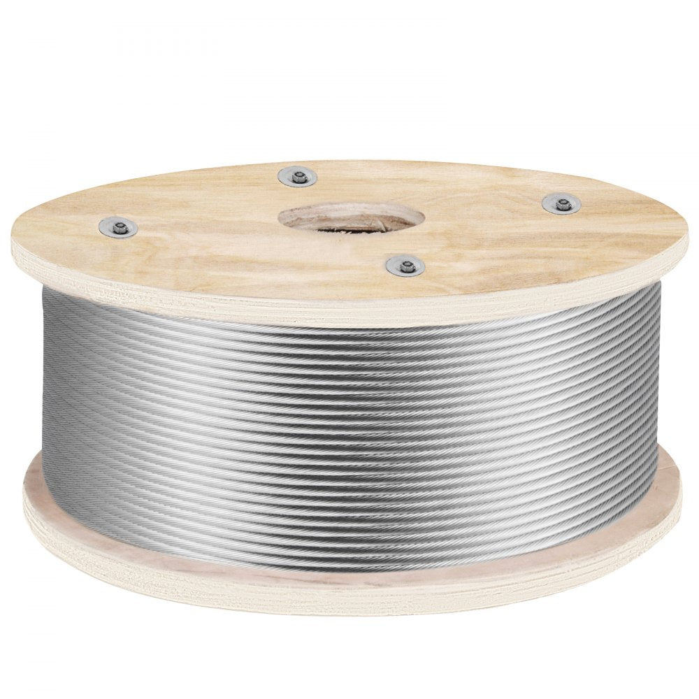 VEVOR 316 Stainless Steel Wire Rope 500ft Length, Steel Wire Cable 3/16 Inch, Steel Cable Railing Decking With 1x19 Strands Construction, 4700lbs Breaking Strength For Stair, Handrail, Clothesline