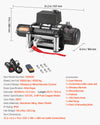 VEVOR S10000 electric winch dimensions and included accessories overview