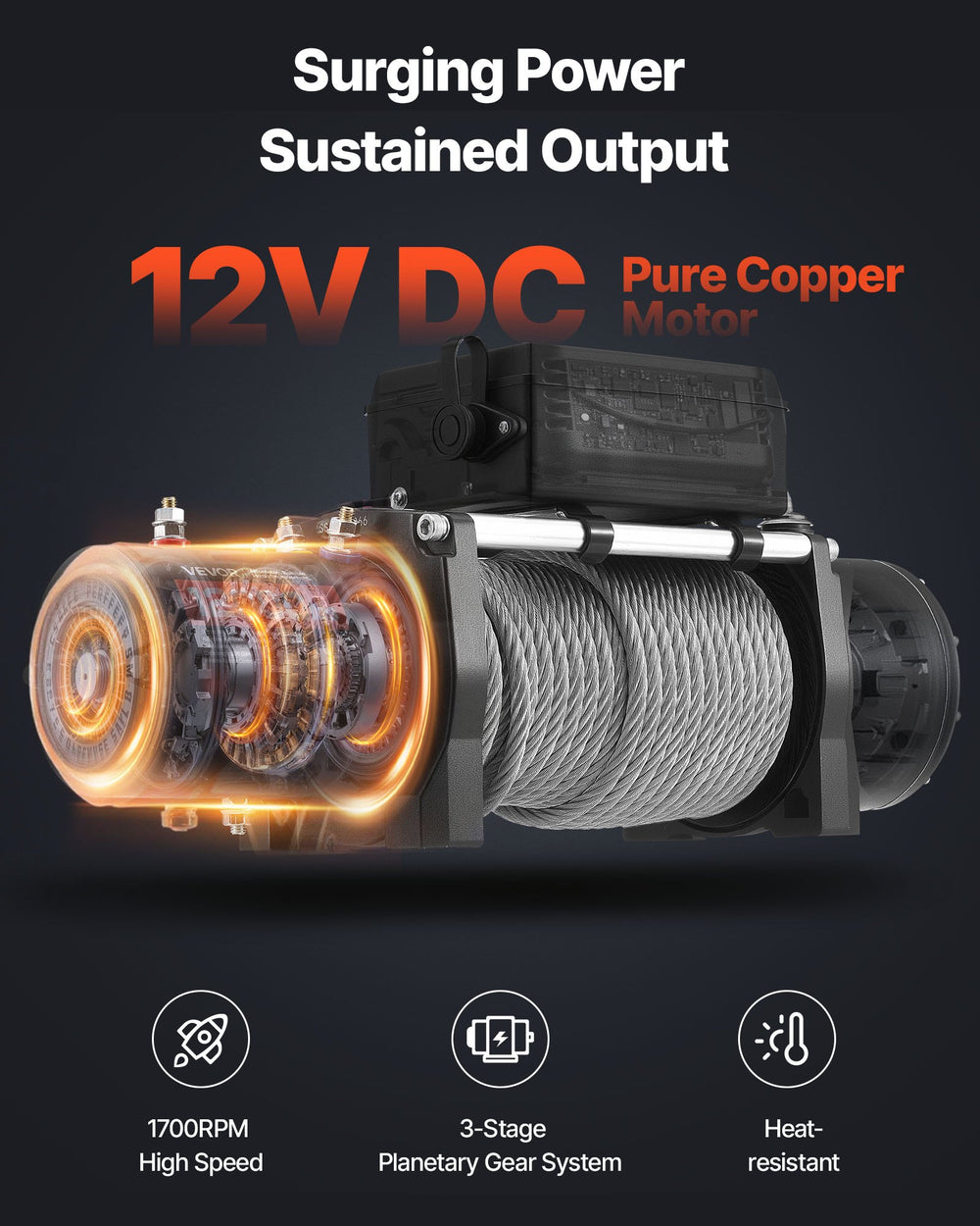 VEVOR 12000 lb 12V electric winch - image 3