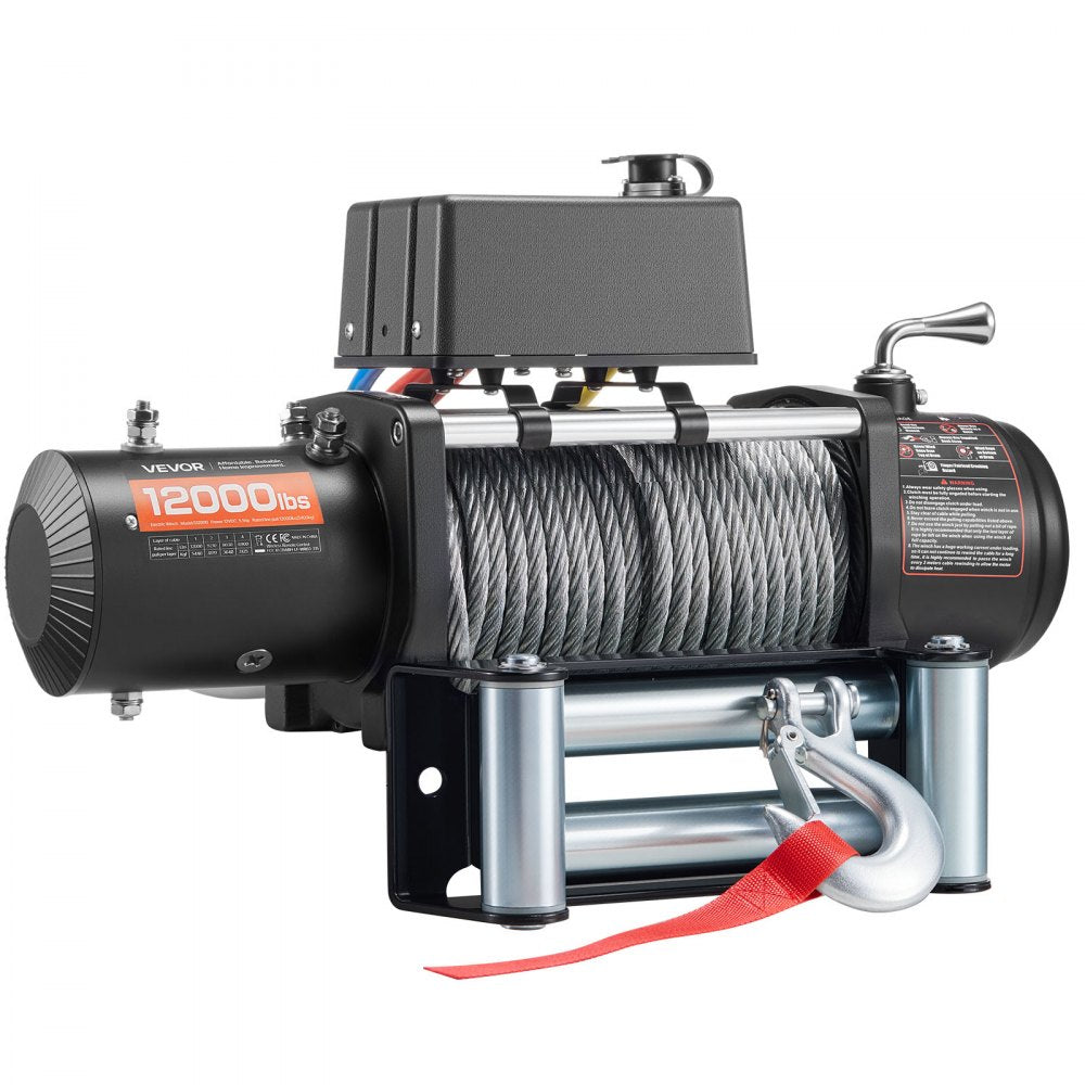 VEVOR Electric Winch, 12000 lbs Load Capacity, 12V DC Truck Winch with Φ7/20 in x 85 ft Steel Rope, Wireless & Wired Remote Control, Suitable for Towing SUV Jeep Trailer Boat Off-Road Vehicle