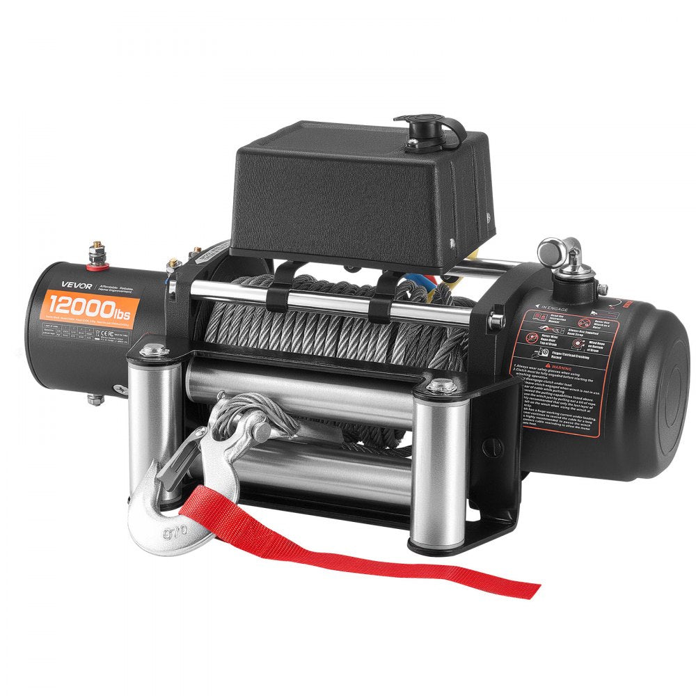 VEVOR Electric Winch, 12000 lbs Load Capacity, 12V DC Truck Winch with Φ7/20 in x 85 ft Steel Rope, Wireless & Wired Remote Control, Suitable for Towing SUV Jeep Trailer Boat Off-Road Vehicle
