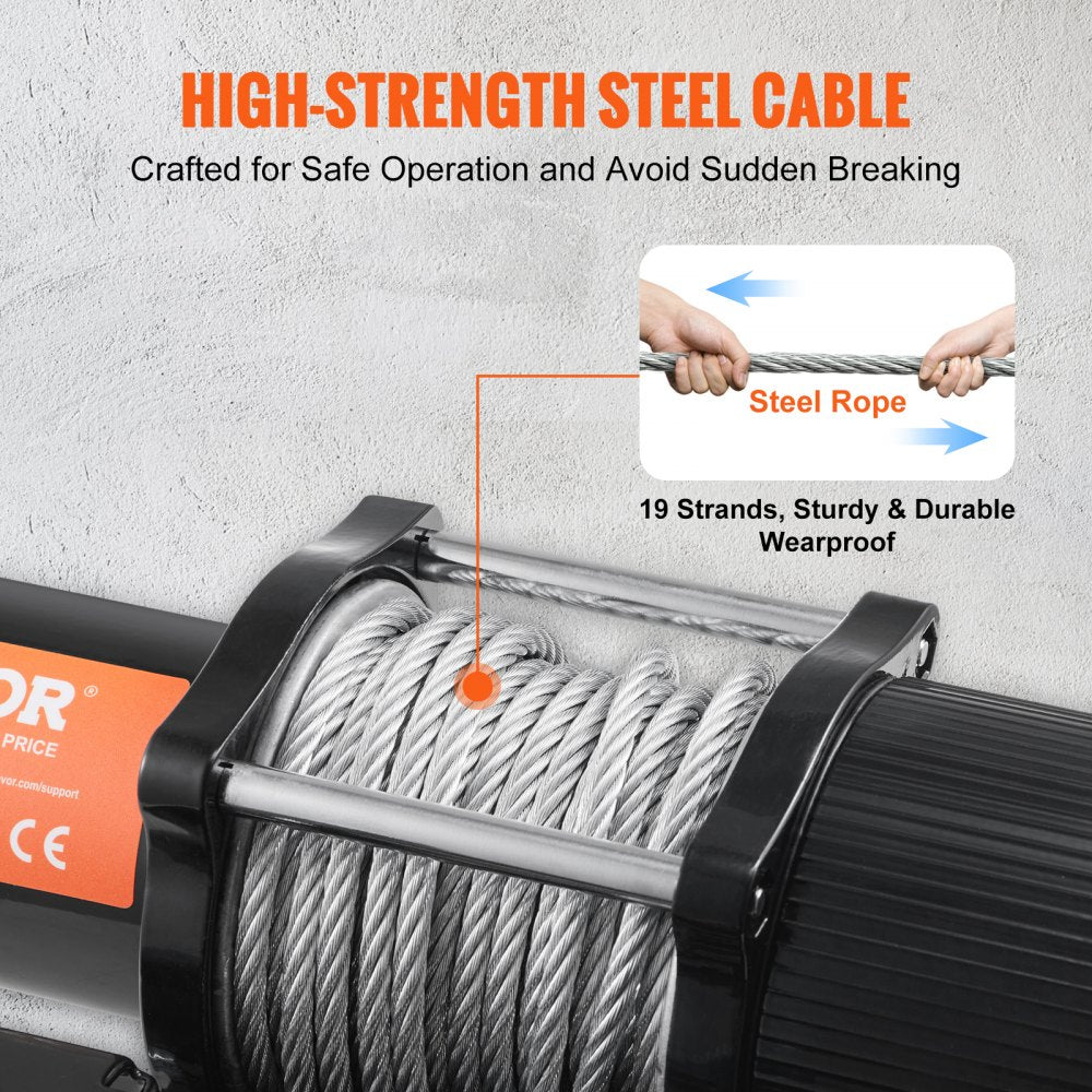 VEVOR Electric Winch, 12V 4500 lb Load Capacity Steel Rope Winch, IP55 1/4” x 39ft ATV UTV Winch with Wireless Handheld Remote & 4-Way Fairlead for Towing Jeep Off-Road SUV Truck Car Trailer Boat