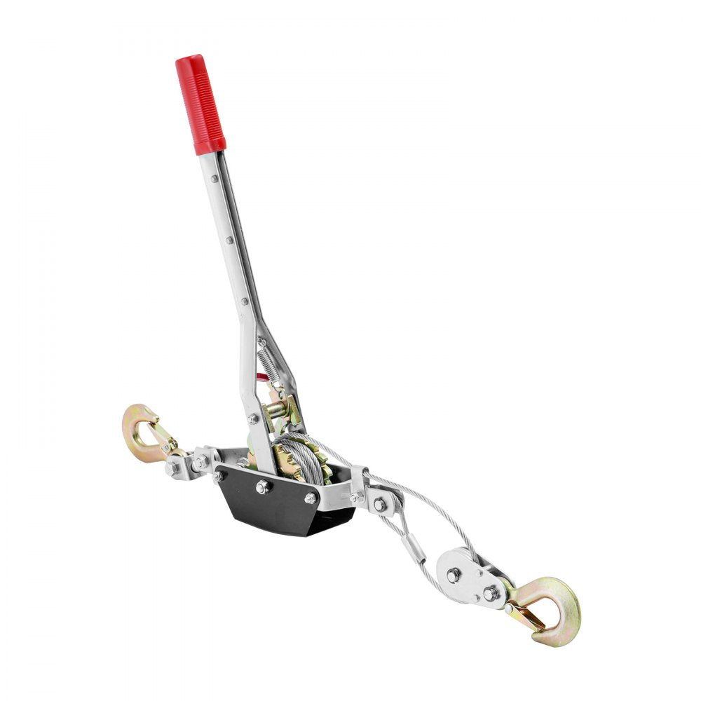 VEVOR Come Along Winch, 2 Ton (4,409 lbs) Pulling Capacity, 12 ft Steel Cable, 2 Hooks, Heavy Duty Ratchet Power Puller Tool with Dual Gears, Automotive Hoist Cable Puller Ideal for Vehicle Rescue