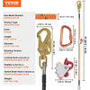 VEVOR 12.7mm Steel Core Flipline, 10ft(3m) Arborist Flipline, Flip Line for Tree Climbing with Alloy Steel Snap Hook & Aluminum Alloy Carabiner, 30KN Breaking Tension for Fall Protection, Tree Climber