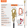 VEVOR 12.7mm Steel Core Flipline, 16ft(4.8m)Arborist Flipline for Tree Climbing with Alloy Steel Snap Hook & Aluminum Alloy Carabiner, 30KN Breaking Tension for Fall Protection, Tree Climber