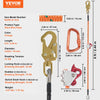 VEVOR 16mm Steel Core Flipline, 8ft(2.4m) Arborist Flipline, Flip Line for Tree Climbing with Alloy Steel Snap Hook & Aluminum Alloy Carabiner, 30KN Breaking Tension for Fall Protection, Tree Climber
