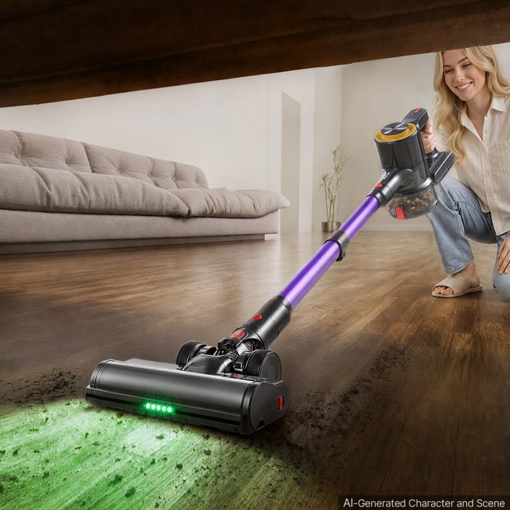 VEVOR Cordless Vacuum Cleaner 500W 50kPA Cordless Stick Vacuum Cleaner, For Home Hard Floor Carpet Pet Hair, 45-Min Runtime, Rechargeable, Lightweight Handheld, with LED Display, 5 Brush Heads