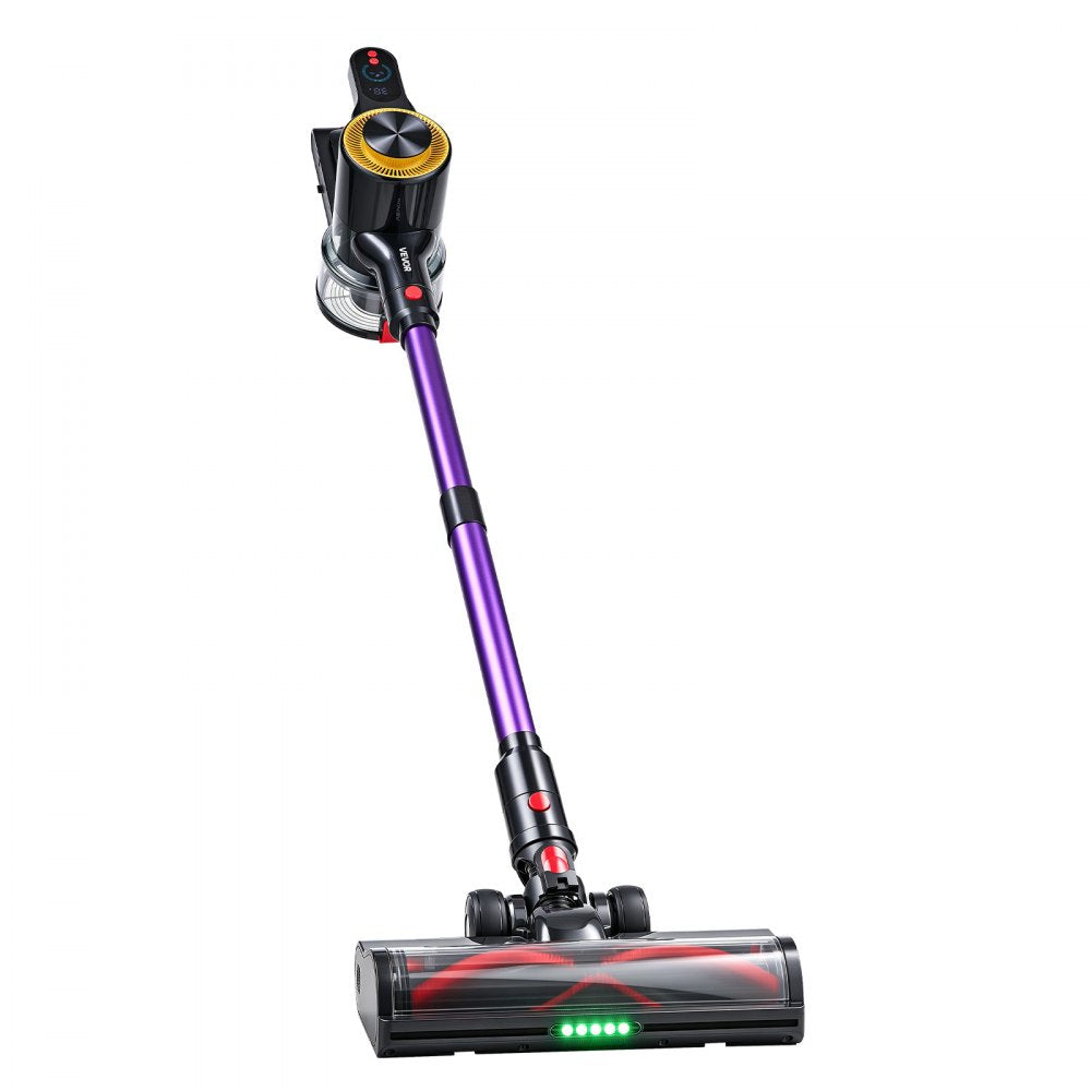VEVOR Cordless Vacuum Cleaner 500W 50kPA Cordless Stick Vacuum Cleaner, For Home Hard Floor Carpet Pet Hair, 45-Min Runtime, Rechargeable, Lightweight Handheld, with LED Display, 5 Brush Heads