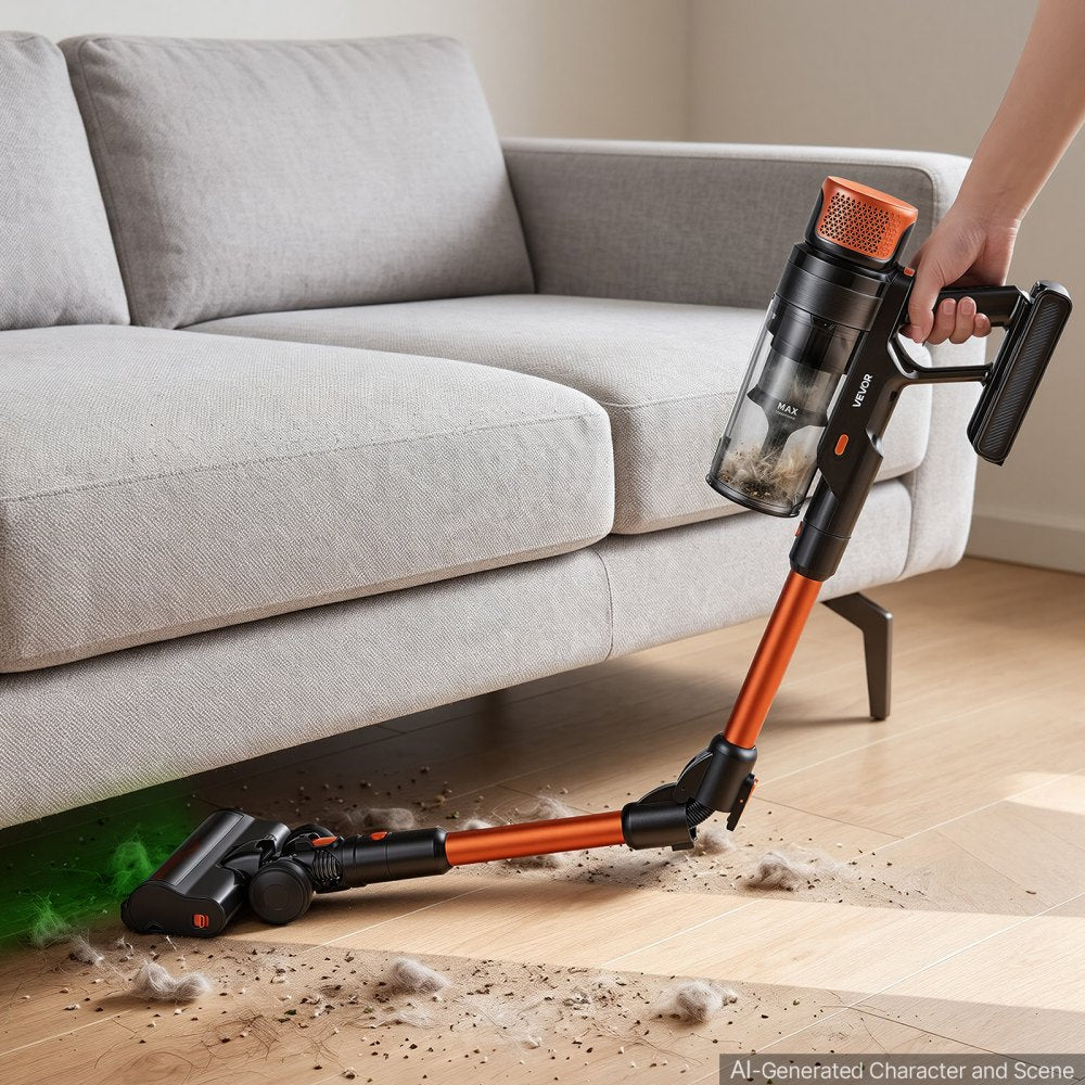 VEVOR Cordless Vacuum Cleaner 600W 50kPA Cordless Stick Vacuum Cleaner, For Home Hard Floor Carpet Pet Hair, 50-Min Runtime, Rechargeable, Lightweight Handheld, with LED Display, 4 Brush Heads
