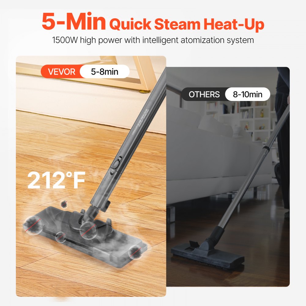 VEVOR Steam Cleaner, Multipurpose Powerful Steamer with 27 Accessories, Steamer Cleaing with Extra-Long Power Cord, 51 oz Tank and Portable Handle, for Grout, Tile, Floors, Appliances, Home & Car