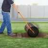 VEVOR Compost Spreader and Peat Moss Spreader, 24" Roller Lawn Spreader with Height Adjustable T Shaped Handle, Steel Mesh Basket Garden Spreader with Side Latches, for Spreading Manure Topsoil, Black