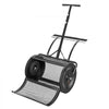 VEVOR Compost Spreader, 24" Wide Peat Moss Spreader with Push/Tow Handle & Brush, 4 Heights Adjustable, Powder-Coated Steel Garden Peat Moss Roller, Heavy Duty Grass Seed Roller for Planting Seeding