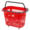 VEVOR 6PCS Shopping Carts, Plastic Rolling Shopping Basket with Wheels, Red Shopping Baskets with Handles, Portable Shopping Basket Set for Retail Store
