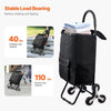 VEVOR Stair Climber Trolley Dolly, 36L Folding Shopping Cart, Grocery Cart Trolley Laundry Stair Climbing Handcart with 6 Wheels & Oxford Cloth Bag, Foldable Cart for Shopping Grocery Laundry, Black