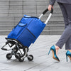VEVOR Stair Climber Trolley Dolly, 36L Folding Shopping Cart, Grocery Cart Trolley Laundry Stair Climbing Handcart with 6 Wheels & Oxford Cloth Bag, Foldable Cart for Shopping Grocery Laundry Climbing