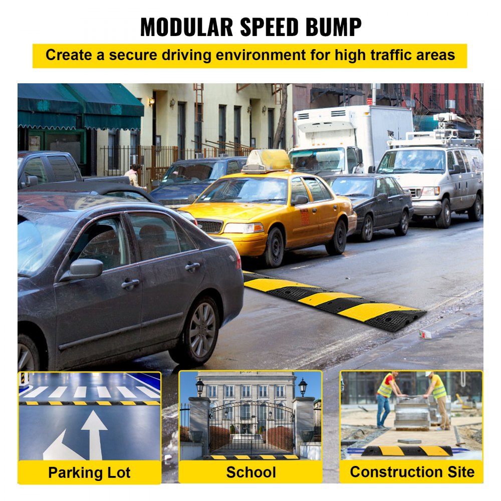 VEVOR Modular Rubber Traffic Speed Bump 2 Channel Cable Protector Ramp