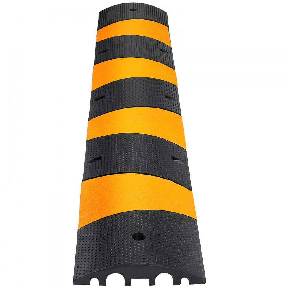 VEVOR 6ft Rubber Speed Hump for Driveways, Durable Cable Guard Ramp, 72.4x12x2.4 in, Dual-Channel for Garage, Gravel, Asphalt, Concrete Paths (Dual-Channel, 6ft-Speed Hump)
