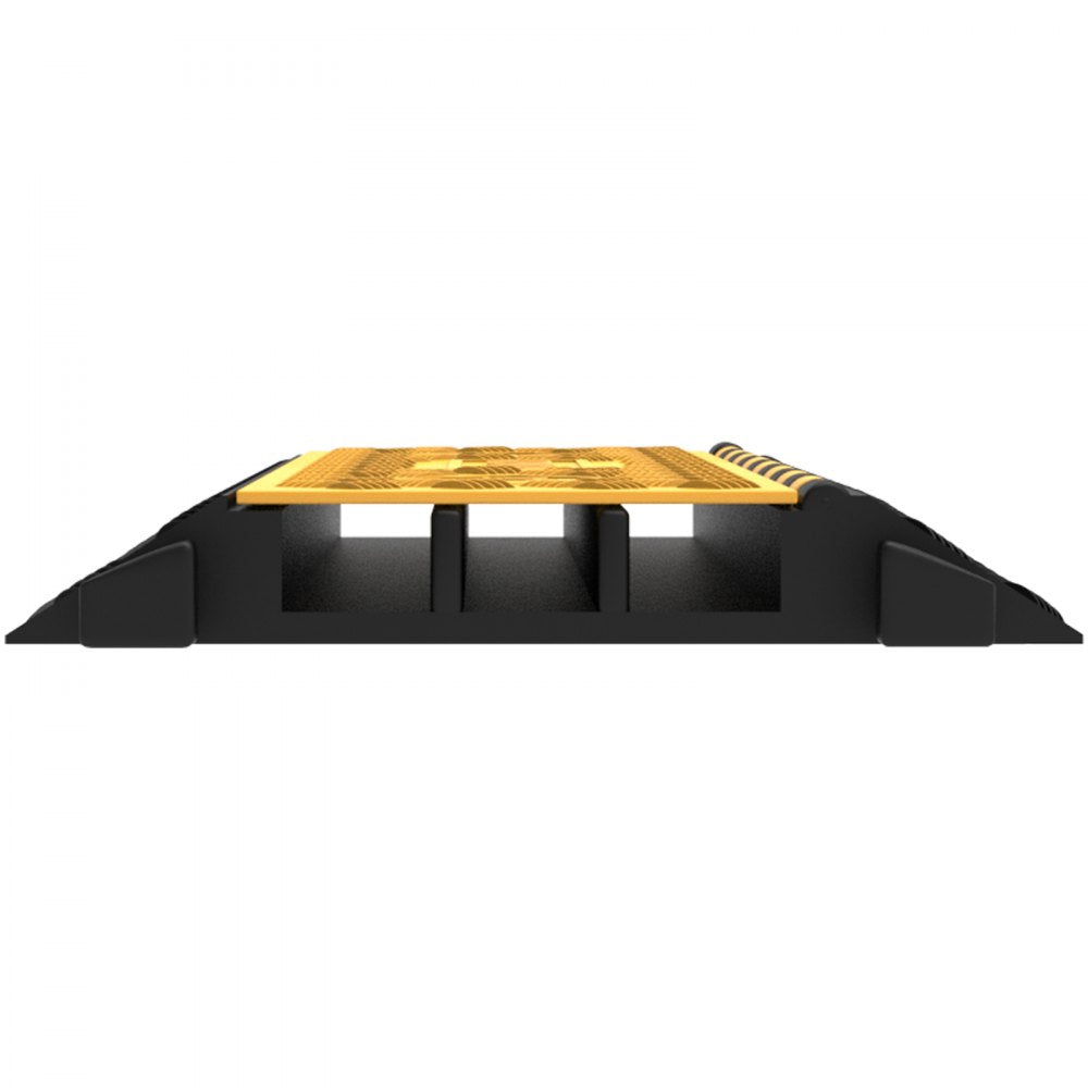 VEVOR Rubber Cable Guard, 3-Channel, 2 x 2.3 in - Durable Cord Protection Ramp for Driveways, 6600 lbs Capacity
