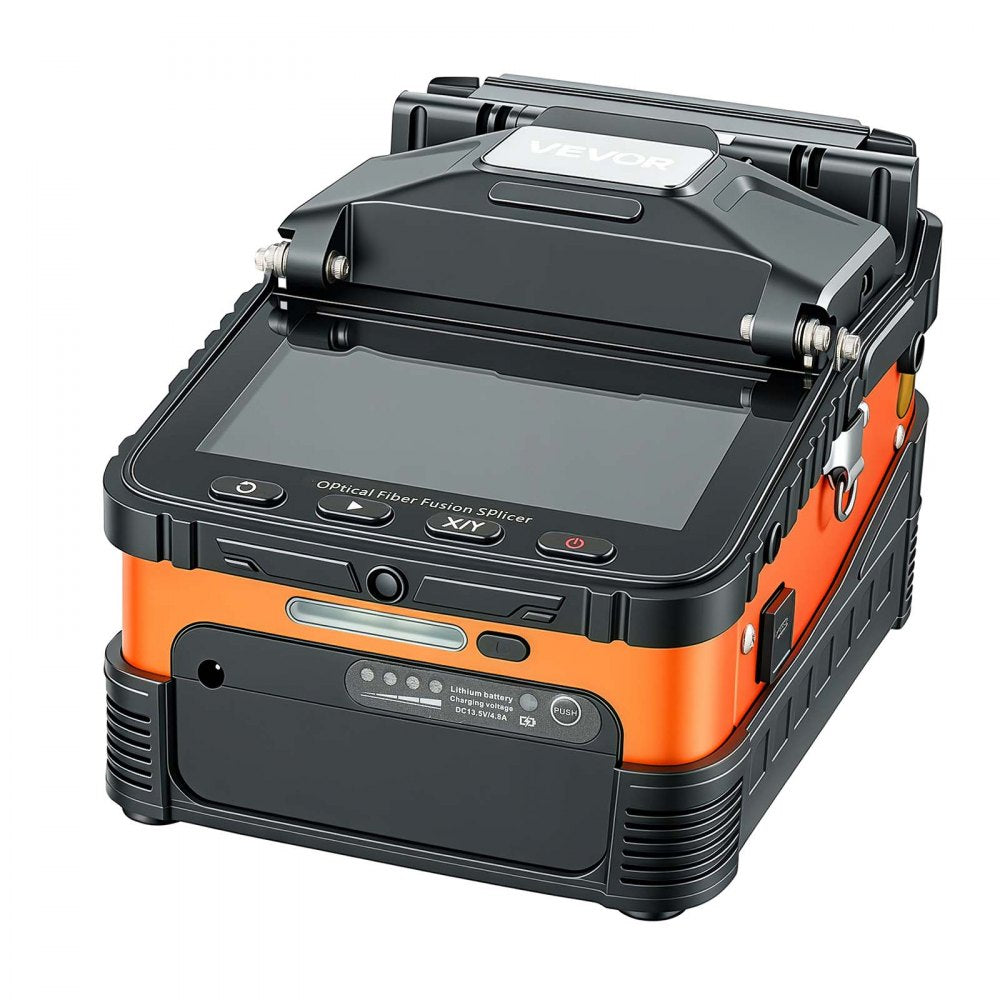 VEVOR Fiber Fusion Splicer 6 Motors with 8s Splicing & 18s Heating, 5200mAh Core Alignment Fibers Optical Splicer, 5" LCD Screen, 3 in 1 Fiber Holder, App Bluetooth Connectivity for SM MM DS NZDS