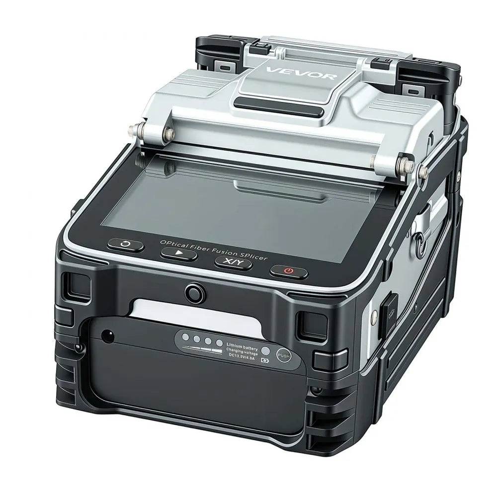 VEVOR Fiber Fusion Splicer 6 Motors with 6s Splicing & 15s Heating, 7800mAh Core Alignment Fiber Optical Splicer, 5" Touch Screen, 3 in 1 Fiber Holder, App Bluetooth Connectivity for SM MM DS NZDS