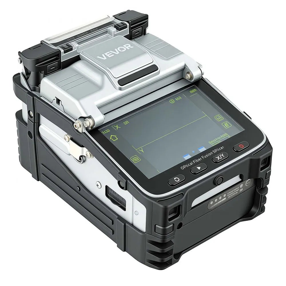 VEVOR Fiber Fusion Splicer 6 Motors with 6s Splicing & 15s Heating, 7800mAh Core Alignment Fiber Optical Splicer, 5" Touch Screen, 3 in 1 Fiber Holder, App Bluetooth Connectivity for SM MM DS NZDS