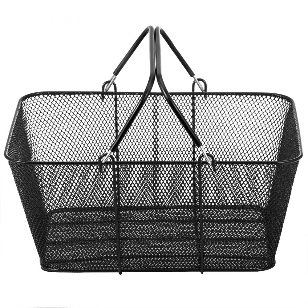 VEVOR Shopping Baskets with Handles, 12PCS, Black Metal Shopping Basket, Portable Wire Shopping Basket, Black Wire Mesh shopping Basket Set for Supermarkets, Retail Stores, Grocery Shopping, Black