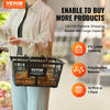 VEVOR Shopping Basket, Set of 12, 21L Durable Plastic Grocery Basket with Metal Handle and Stand, 16.73 x 12.01 x 8.58 inch Portable Shop Basket for Retail Store Supermarket Grocery Shopping, Black
