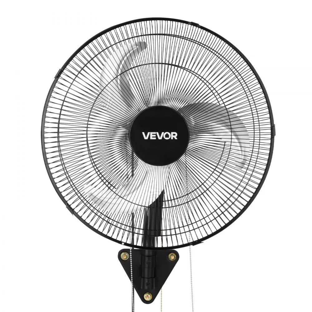 VEVOR Wall Mount Fan, 18 in Wall Mounted Hanging Fan Oscillating, 3-Speed, Long Airflow Distance, Adjustable Rotation Angle, Mechanical Powerful for Industry, Commercial, Garage, Workshop, Gym, Black