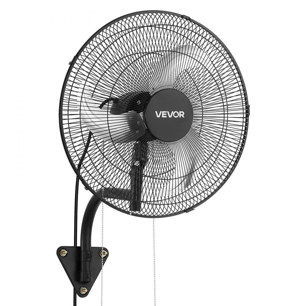 VEVOR Wall Mount Fan, 18 in Wall Mounted Hanging Fan Oscillating, 3-Speed, Long Airflow Distance, Adjustable Rotation Angle, Mechanical Powerful for Industry, Commercial, Garage, Workshop, Gym, 2 Pack