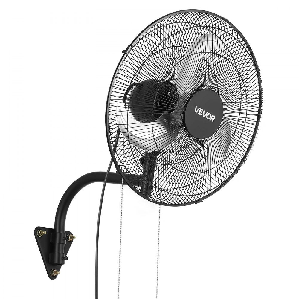 VEVOR Wall Mount Fan, 18 in Wall Mounted Hanging Fan Oscillating, 3-Speed, Long Airflow Distance, Adjustable Rotation Angle, Mechanical Powerful for Industry, Commercial, Garage, Workshop, Gym, 2 Pack