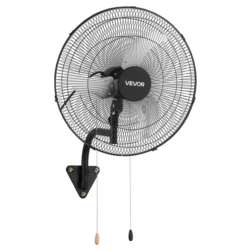 VEVOR Wall Mount Fan, 20 in Wall Mounted Hanging Fan Oscillating, 3-Speed, Long Airflow Distance, Adjustable Rotation Angle, Mechanical Powerful for Industry, Commercial, Garage, Workshop, Gym, 2 Pack