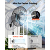 VEVOR Wall Mount Fan, 30 in Wall Mounted Hanging Fan with Oscillating & Mist, IP44-rated, 3-Speed, Powerful Air Reach, Mechanical Control, Long Airflow for Industry, Commercial, Garage, Workshop, Gym