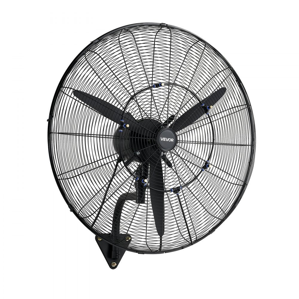 VEVOR Wall Mount Fan, 30 in Wall Mounted Hanging Fan with Oscillating & Mist, IP44-rated, 3-Speed, Powerful Air Reach, Mechanical Control, Long Airflow for Industry, Commercial, Garage, Workshop, Gym
