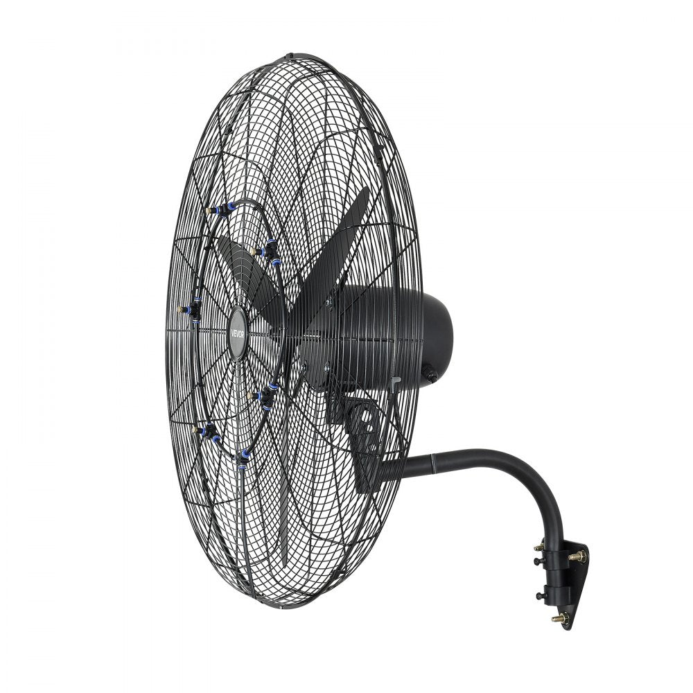 VEVOR Wall Mount Fan, 30 in Wall Mounted Hanging Fan with Oscillating & Mist, IP44-rated, 3-Speed, Powerful Air Reach, Mechanical Control, Long Airflow for Industry, Commercial, Garage, Workshop, Gym