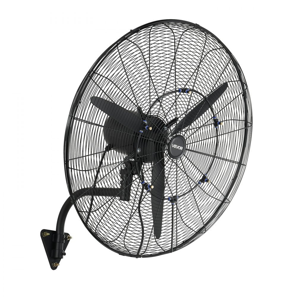 VEVOR Wall Mount Fan, 30 in Wall Mounted Hanging Fan with Oscillating & Mist, IP44-rated, 3-Speed, Powerful Air Reach, Mechanical Control, Long Airflow for Industry, Commercial, Garage, Workshop, Gym