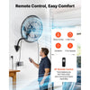 VEVOR Wall Mount Fan, 20 in Wall Mounted Hanging Fan with Oscillating & Mist, Remote, IP44-rated, 3-Speed, 18h Timer, Temperature Control, Powerful for Industry, Commercial, Garage, Workshop, Gym