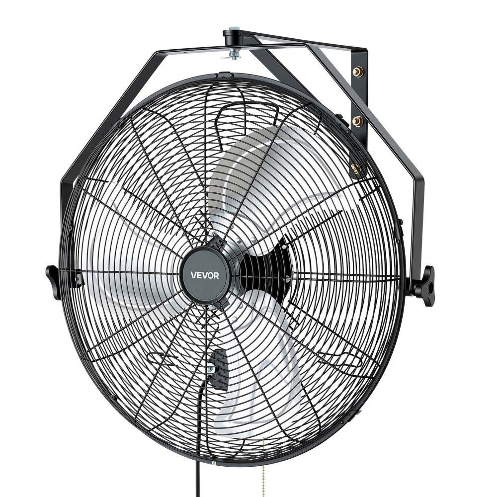 VEVOR Wall Mount Fan, 20 in Wall Mounted Hanging Fan, 3-Speed, Long Airflow Distance, Adjustable Rotation Angle, Mechanical Control, Powerful for Industry, Commercial, Garage, Workshop, Gym, 2 Pack
